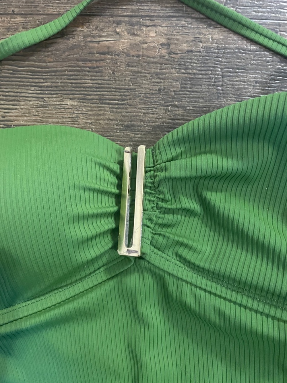 sofia by sofia vergara Green Ribbed One-Piece Swimsuit with Gold Clasp - Picture 2 of 5